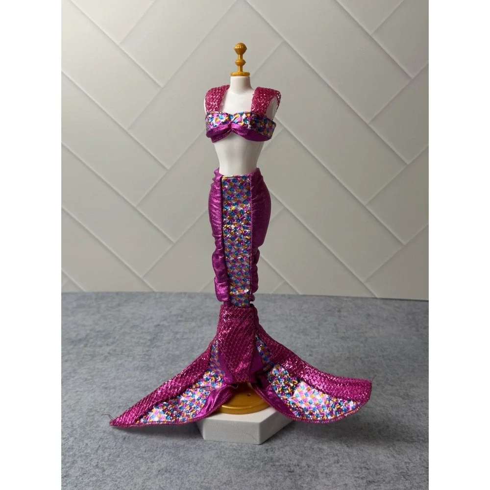 Vintage Barbie Jewel Hair Mermaid Teresa Magenta Mermaid Outfit Tail skirt & Top